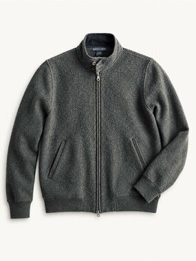 Vintage Herman Geist Gray Khaki Zip-Front Wool Sweater Jacket Medium